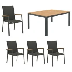 OUTLIV. Kobe Gartenmöbelset 5-tlg. Mit Ausziehtisch 150/210x90 Cm Anthrazit
