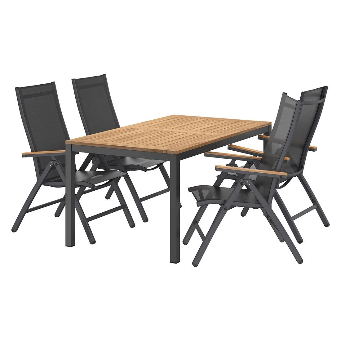 OUTLIV. Kobe Gartenmöbelset 5-tlg. Tisch 160x90cm Anthrazit