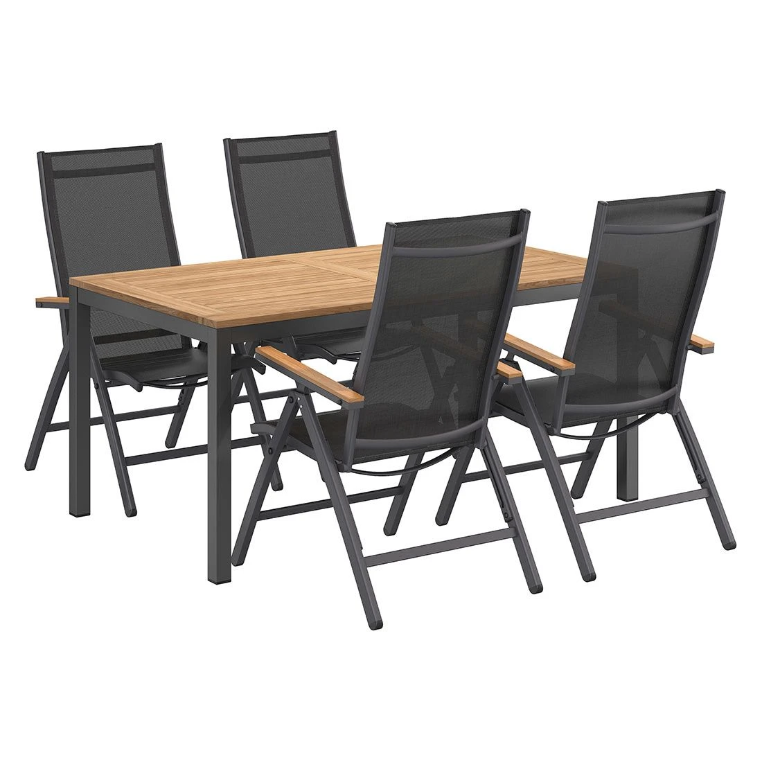 OUTLIV. Kobe Gartenmöbelset 5-tlg. Tisch 160x90cm Anthrazit