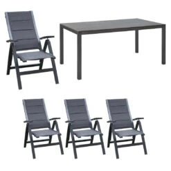 OUTLIV. London Gartenmöbelset 5-tlg. Tisch 160x90cm Anthrazit/Sooty