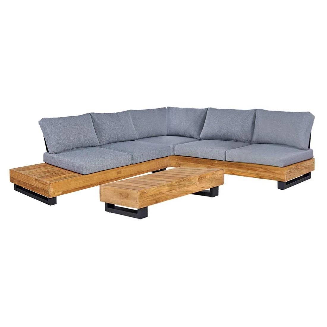 OUTLIV. Madrid Ecklounge 3-tlg. Teak Recycelt/Olefin Teak Recycelt/Grau
