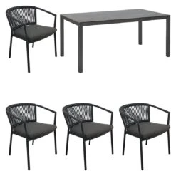OUTLIV. Mata Gartenmöbelset 5-tlg. Tisch 160x90cm Anthrazit