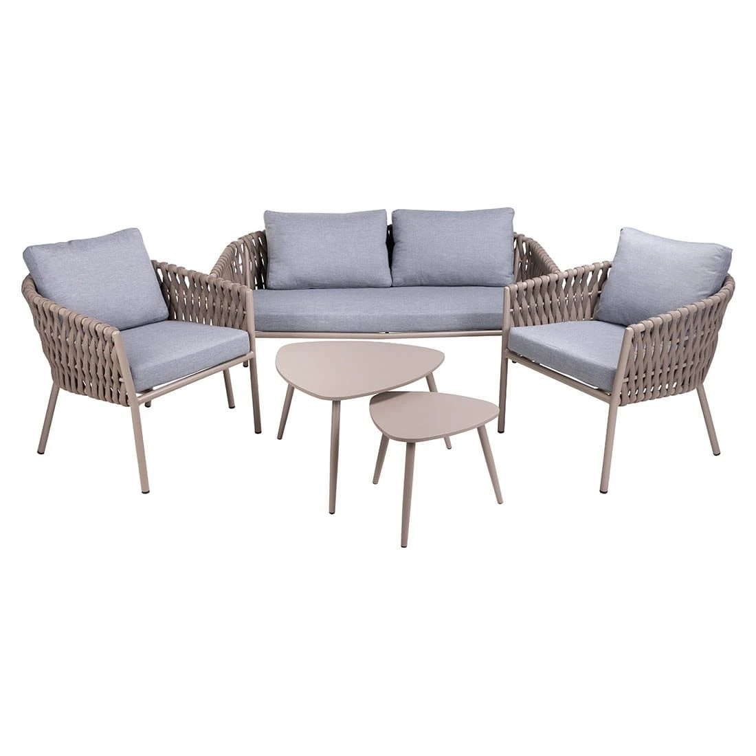 OUTLIV. Loungeset 5-tlg. Stahl/Rope Sand/Grau