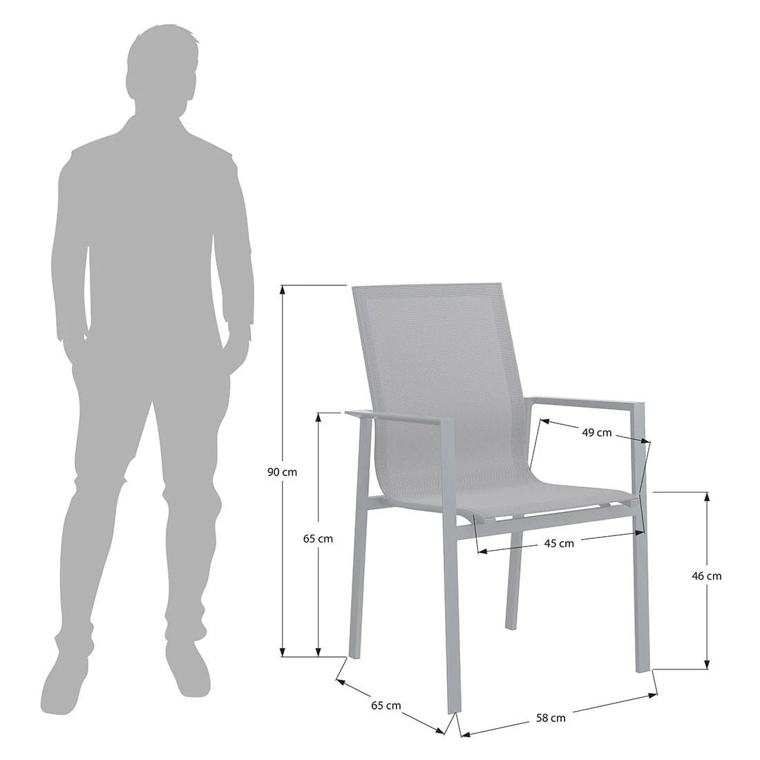 OUTLIV. Atlanta Gartenmöbelset 7-tlg. mit Tisch 220x100cm Anthrazit/Schwarz