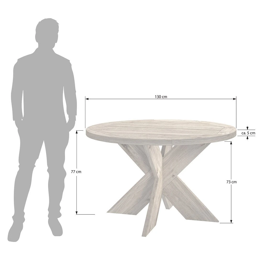 OUTLIV. Atlanta Gartentisch Ø130cm Teak Recycelt Teak Recycelt