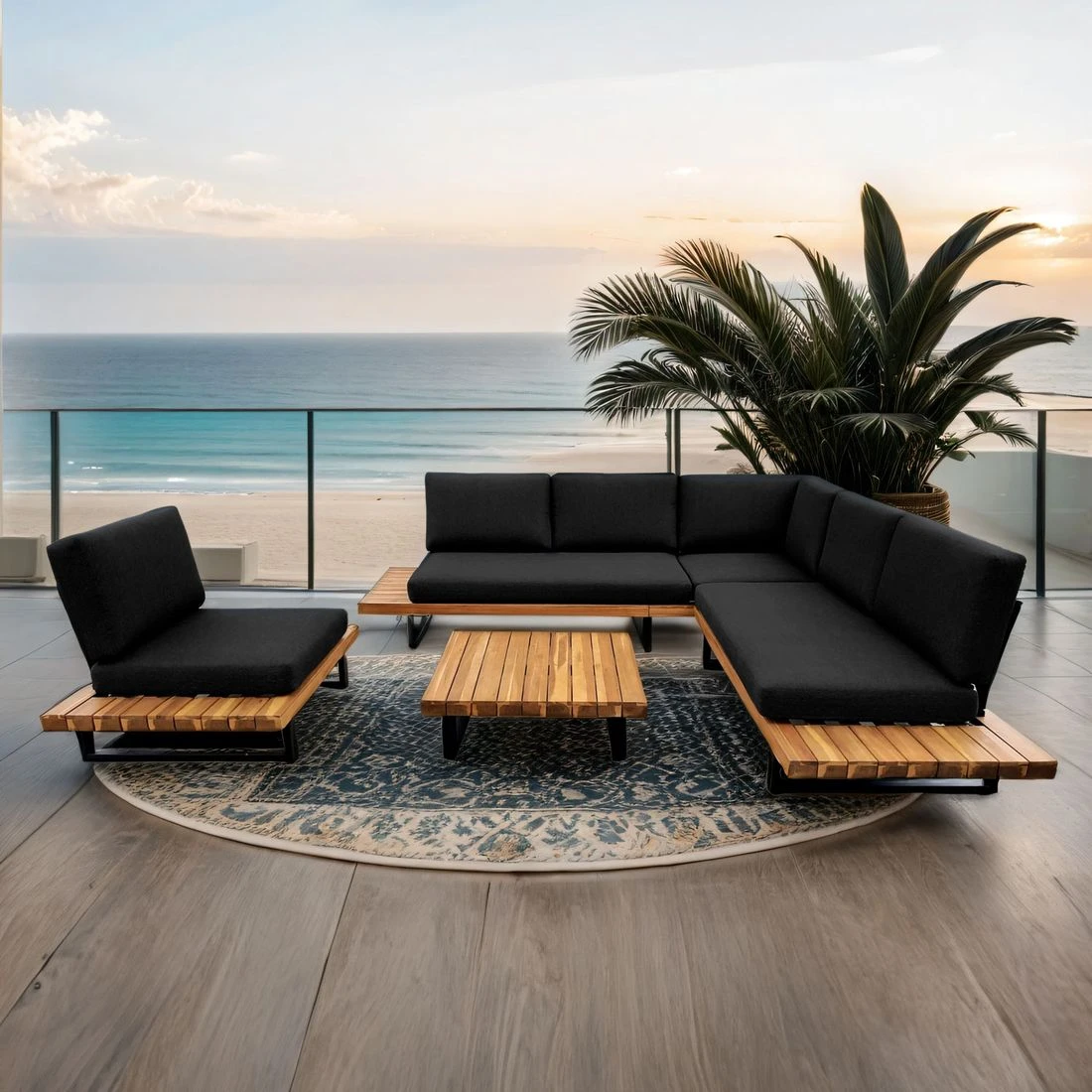 OUTLIV. Bahamas Ecklounge 4-tlg. Aluminium/Polyester Schwarz