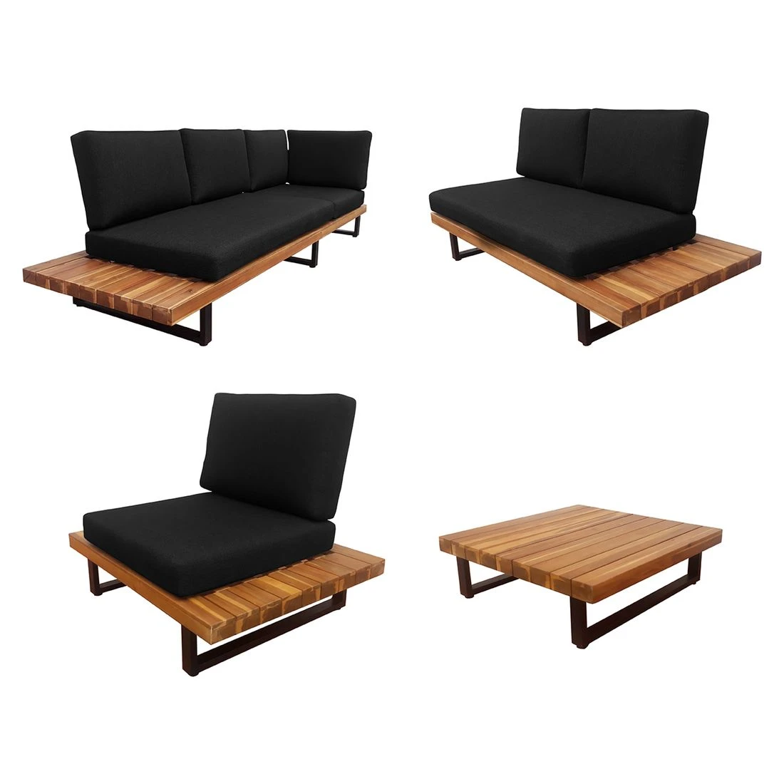 OUTLIV. Bahamas Ecklounge 4-tlg. Aluminium/Polyester Schwarz