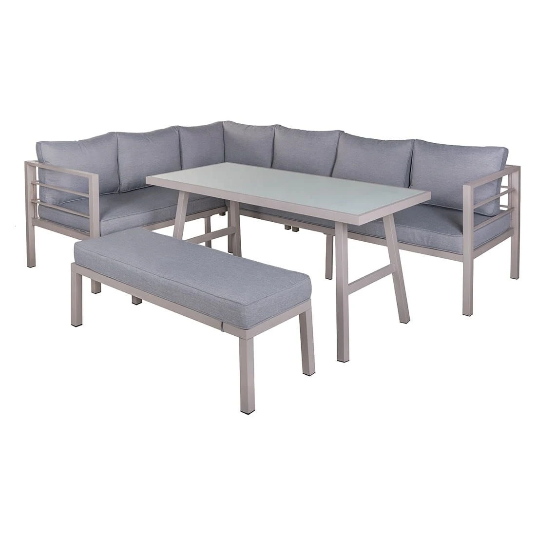 OUTLIV. Dininglounge 4-tlg. Stahl/Olefin Taupe/Grau