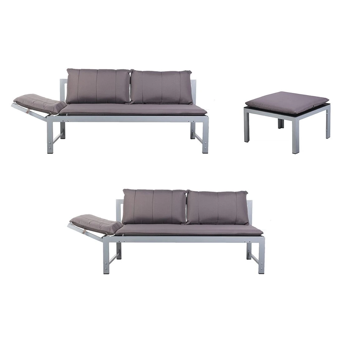 OUTLIV. Ecklounge Aluminium inkl. Kissen Silber/Grau