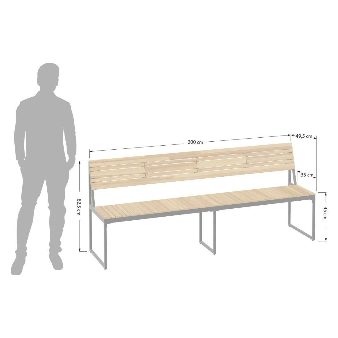 OUTLIV. Floris Gartenbank Stahl/Akazie Anthrazit/Teaklook