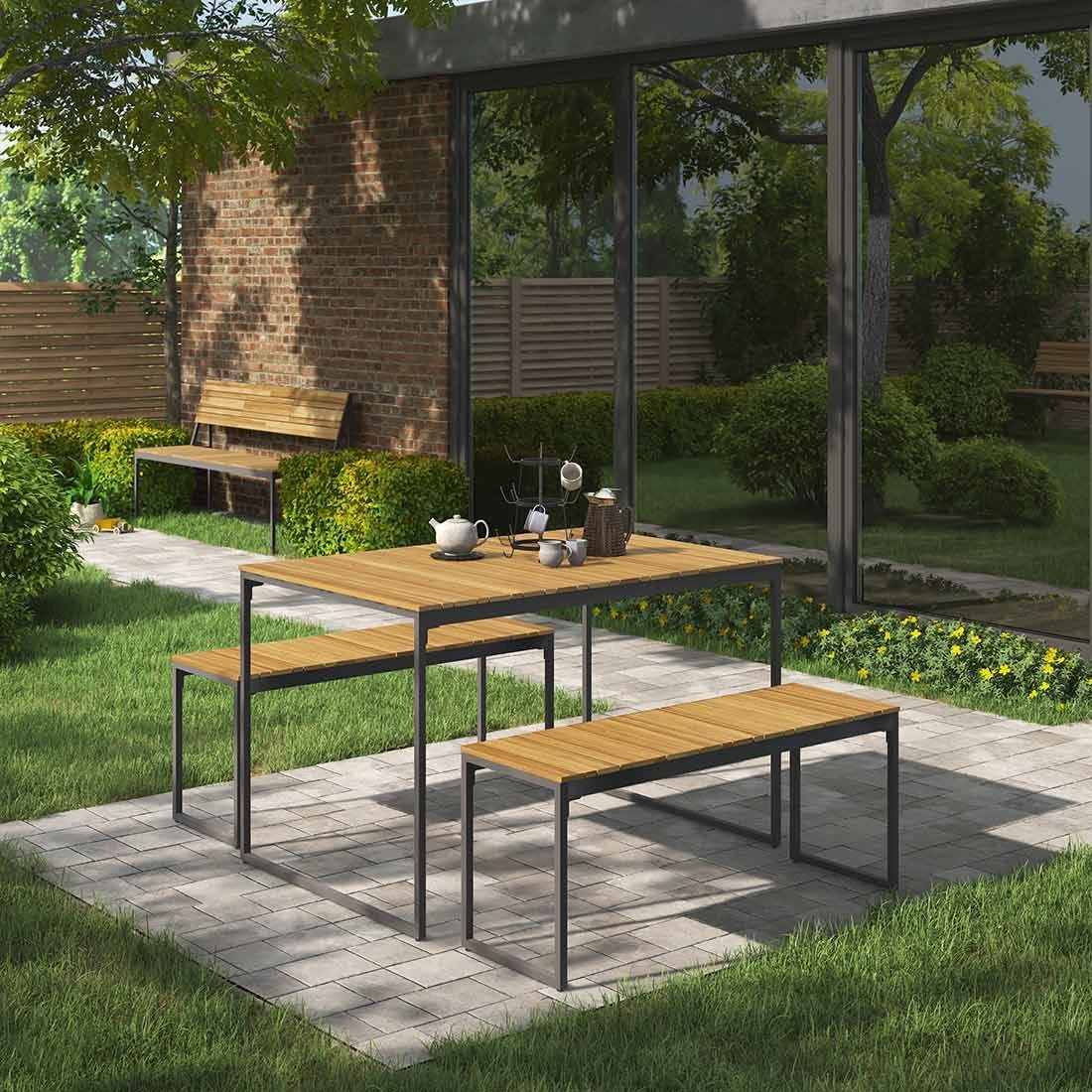 OUTLIV. Floris Gartenmöbel-Set 3-tlg. mit Tisch 115x78cm Schwarz