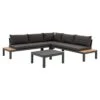 OUTLIV. Freddo Ecklounge 4-teilig Aluminium/Polster/Teak Dunkelgrau
