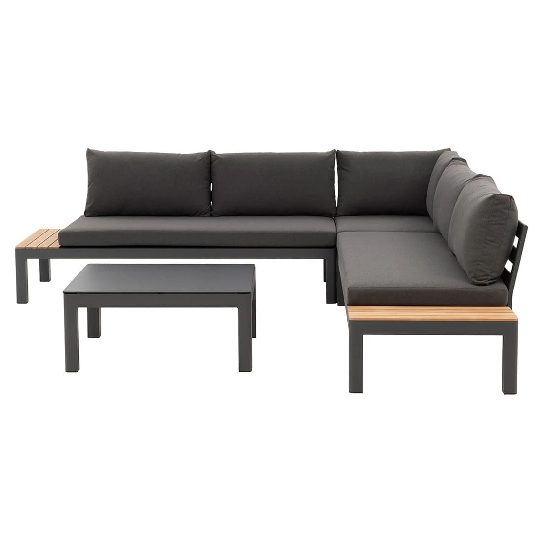 OUTLIV. Freddo Ecklounge 4-teilig Aluminium/Polster/Teak Dunkelgrau