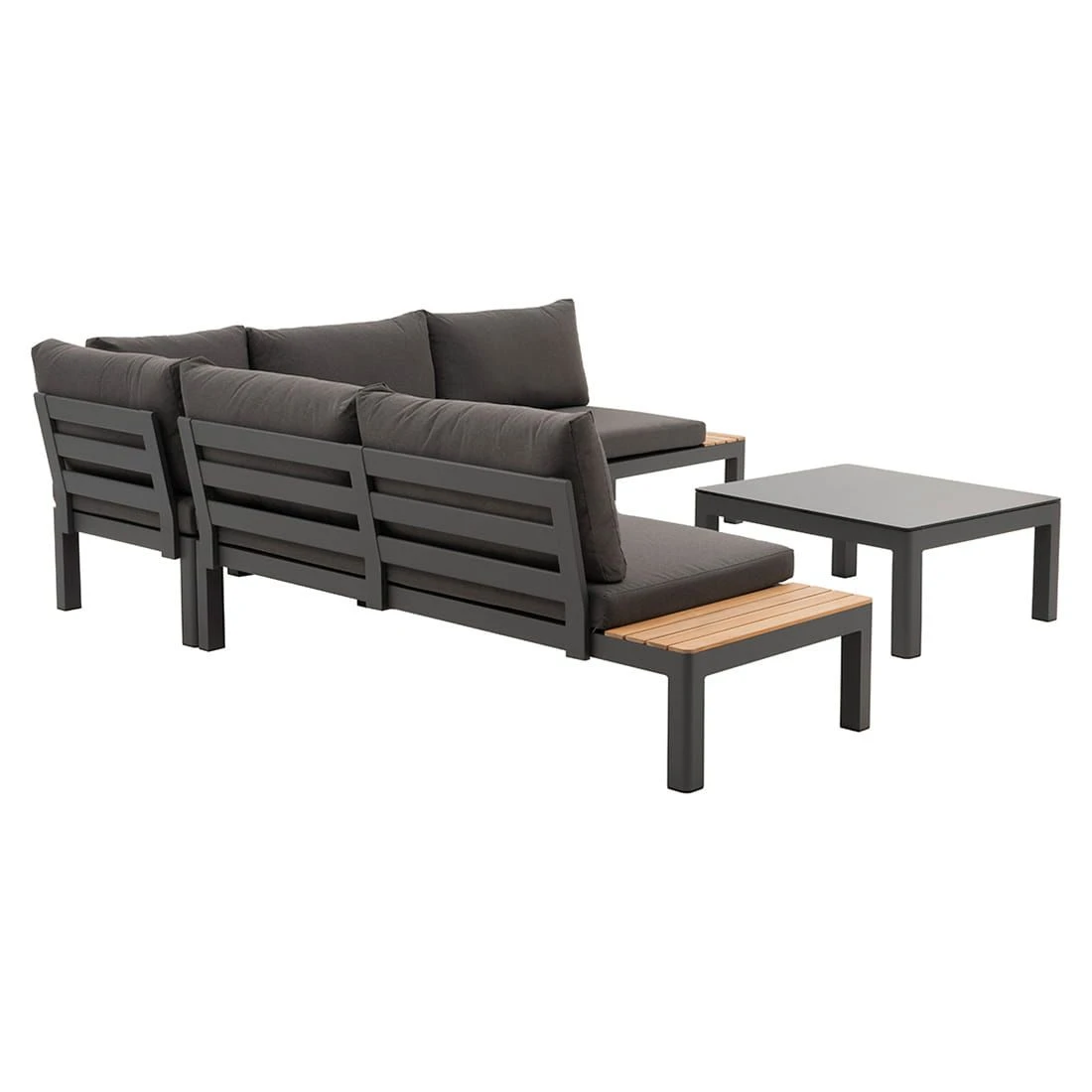 OUTLIV. Freddo Ecklounge 4-teilig Aluminium/Polster/Teak Dunkelgrau