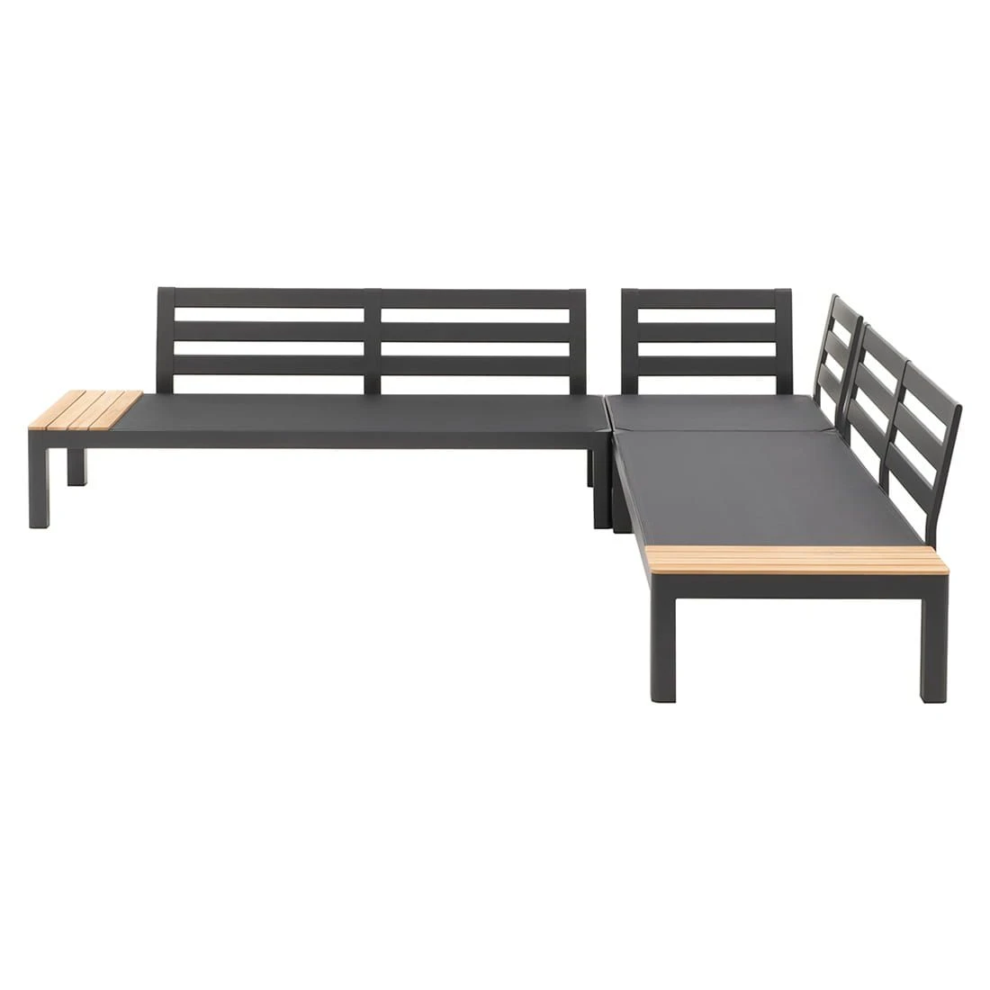OUTLIV. Freddo Ecklounge 4-teilig Aluminium/Polster/Teak Dunkelgrau