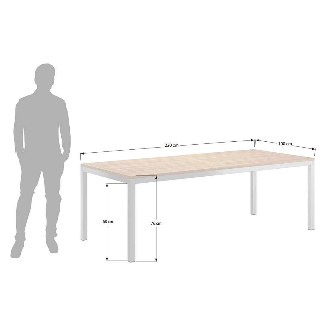 OUTLIV. Gartentisch 220x100 cm Edelstahl/Teak Silber/Natur