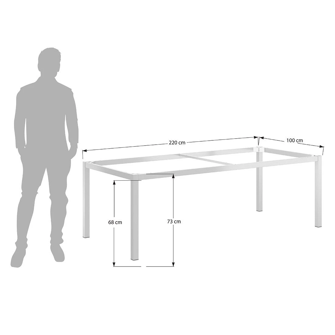OUTLIV. Gartentisch 220x100cm Aluminium/Dekton Anthrazit/Bromo