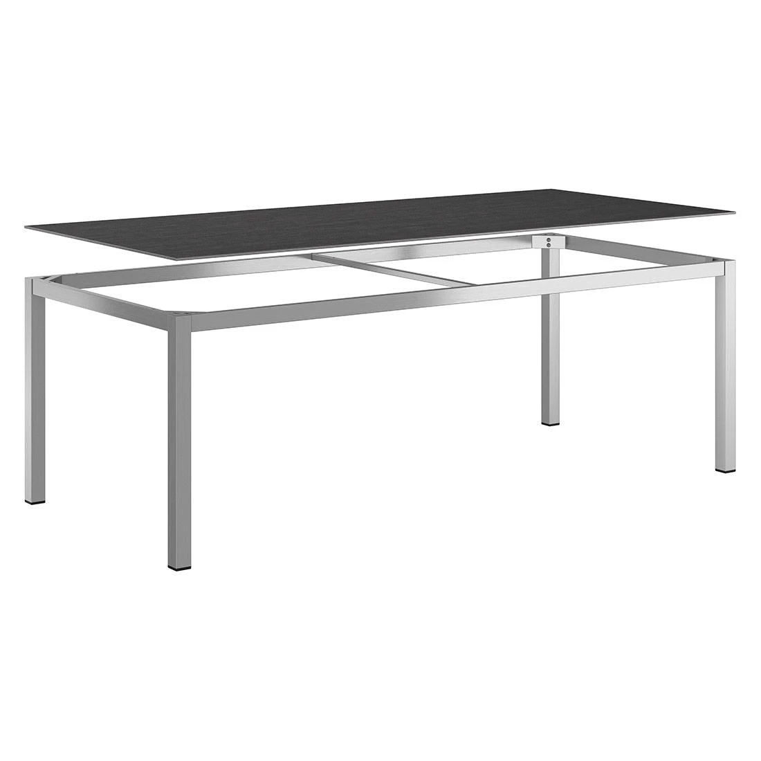 OUTLIV. Gartentisch 220x100cm Edelstahl/Dekton Silber/Bromo