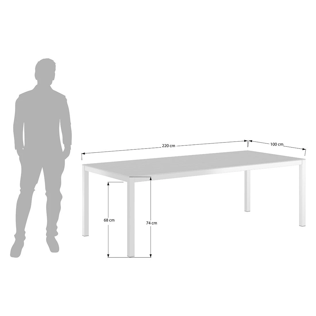 OUTLIV. Gartentisch 220x100cm Edelstahl/Dekton Silber/Bromo