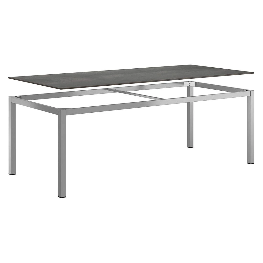 OUTLIV. Gartentisch 220x100cm Edelstahl/HPL Silber/Zement Dunkel