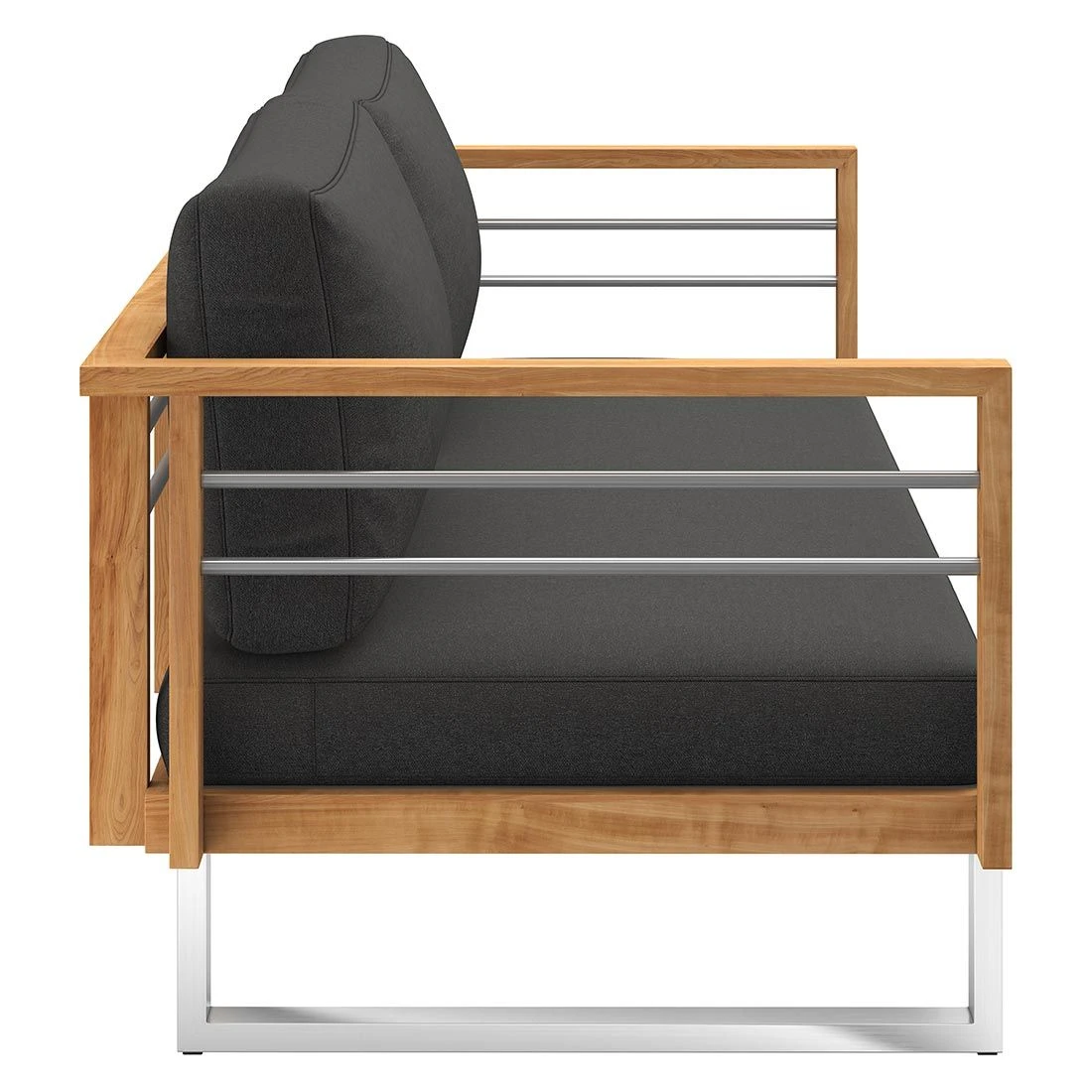 OUTLIV. Hawaii Gartensofa Edelstahl/Teak/Polster Dunkelgrau