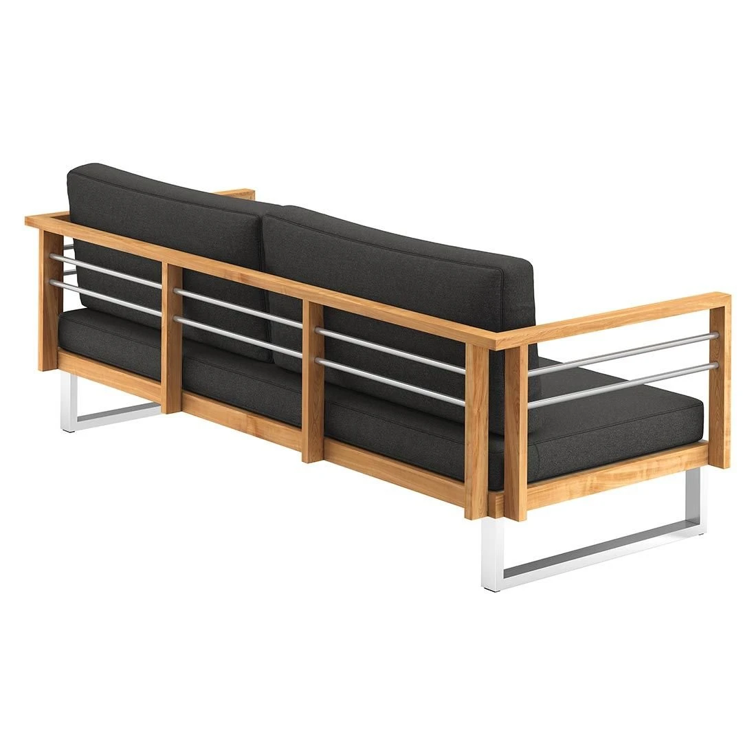 OUTLIV. Hawaii Gartensofa Edelstahl/Teak/Polster Dunkelgrau