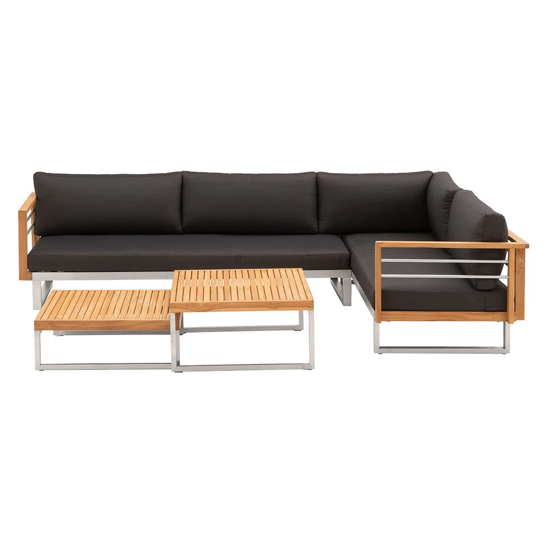 OUTLIV. Hawaii Ecklounge Edelstahl/Teak/Polster Dunkelgrau