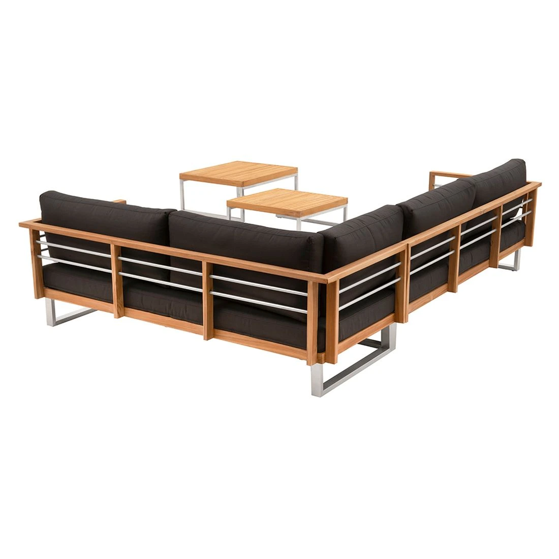 OUTLIV. Hawaii Ecklounge Edelstahl/Teak/Polster Dunkelgrau