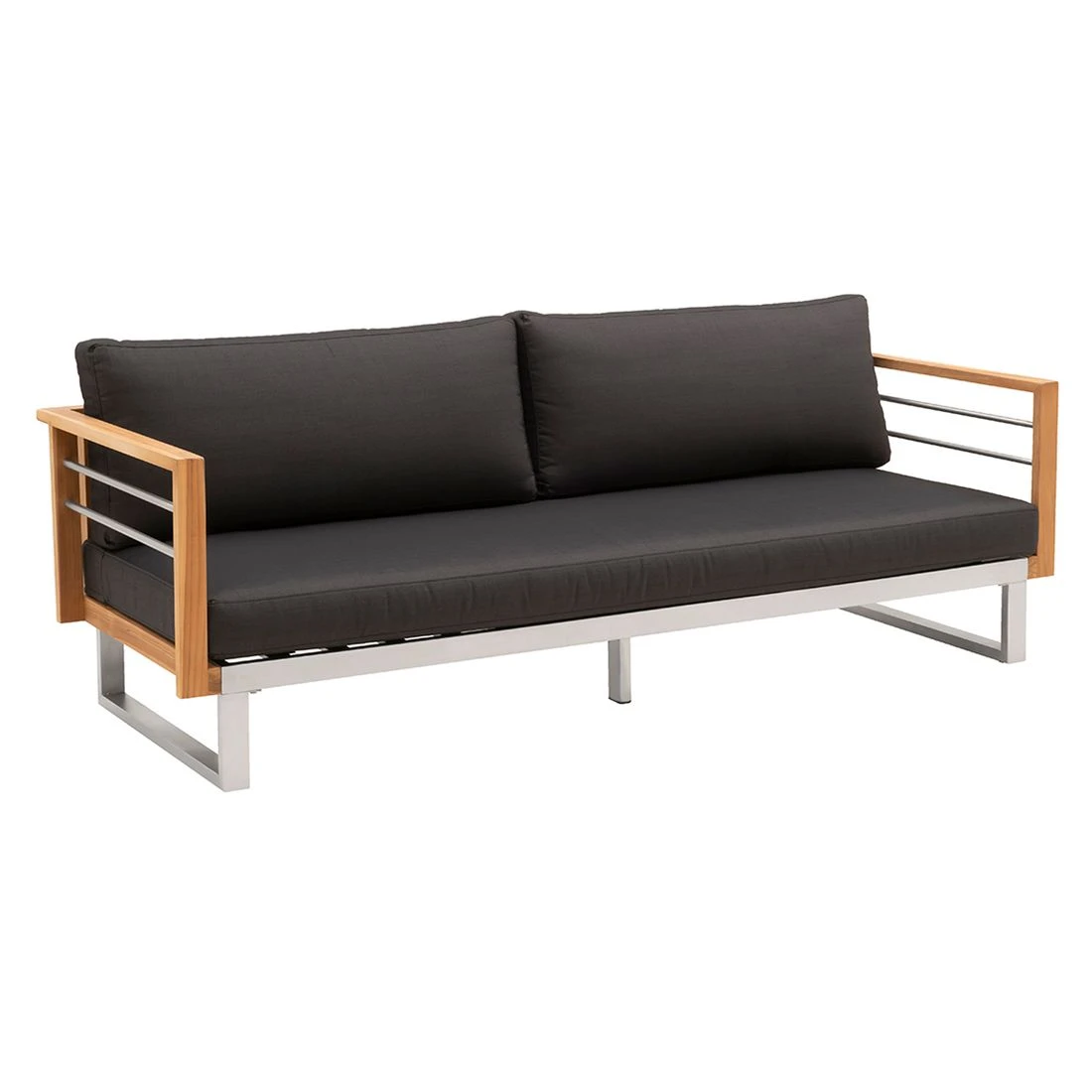 OUTLIV. Hawaii Ecklounge Edelstahl/Teak/Polster Dunkelgrau