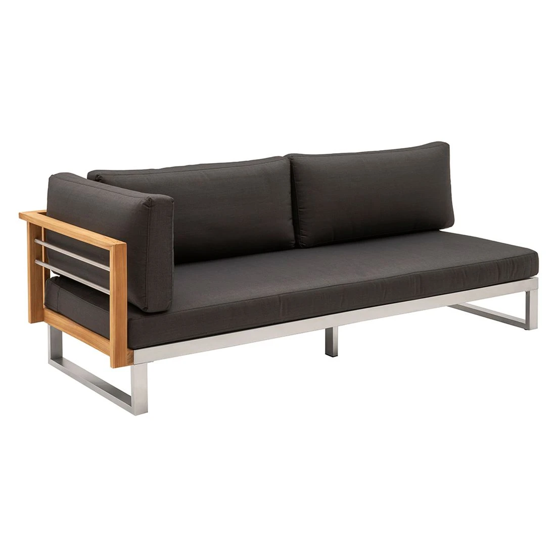 OUTLIV. Hawaii Ecklounge Edelstahl/Teak/Polster Dunkelgrau