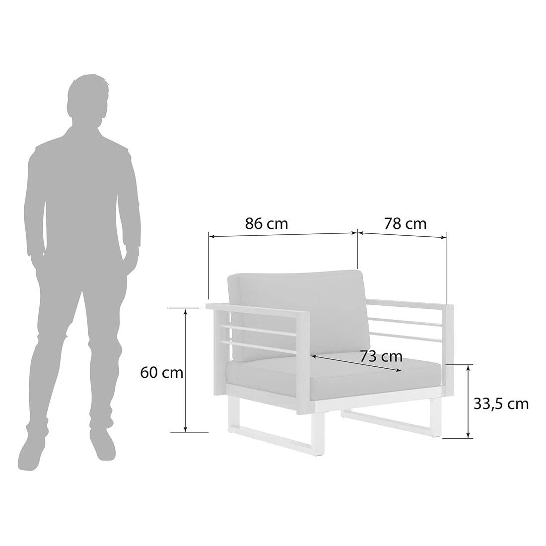 OUTLIV. Hawaii Loungesessel Edelstahl/Teak/Polster Dunkelgrau