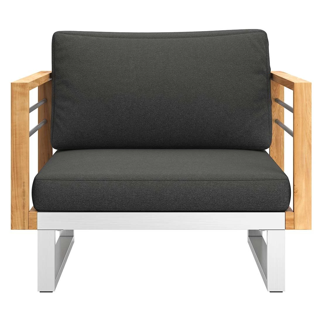 OUTLIV. Hawaii Loungesessel Edelstahl/Teak/Polster Dunkelgrau