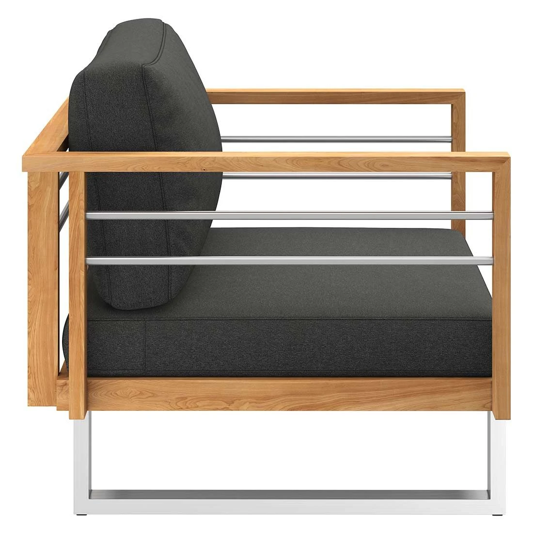 OUTLIV. Hawaii Loungesessel Edelstahl/Teak/Polster Dunkelgrau