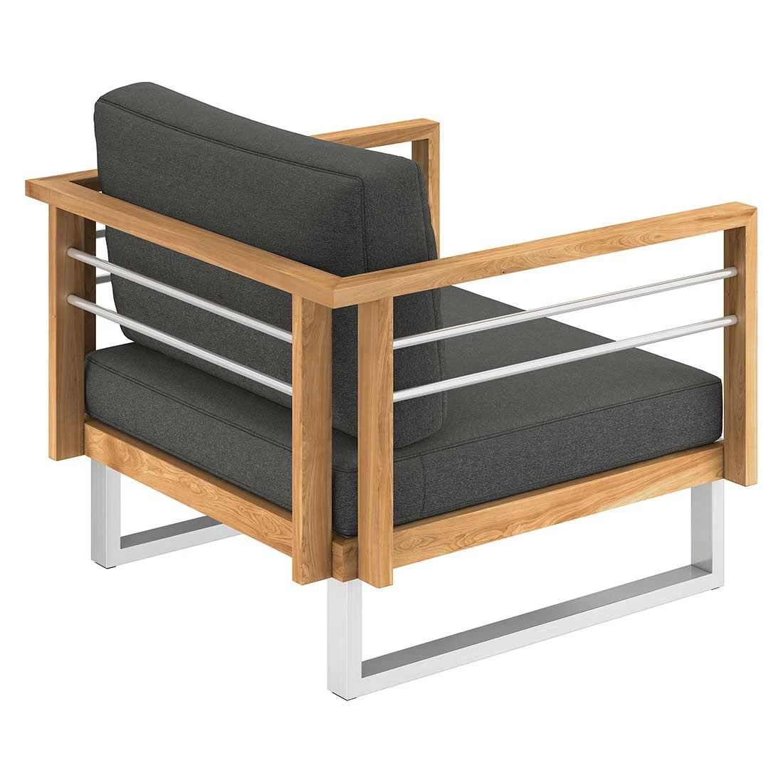 OUTLIV. Hawaii Loungesessel Edelstahl/Teak/Polster Dunkelgrau