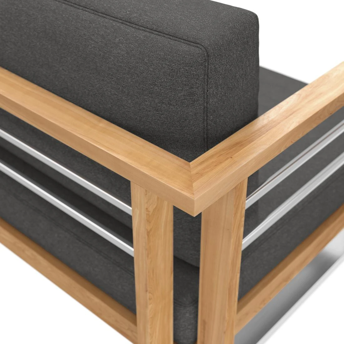 OUTLIV. Hawaii Loungesessel Edelstahl/Teak/Polster Dunkelgrau