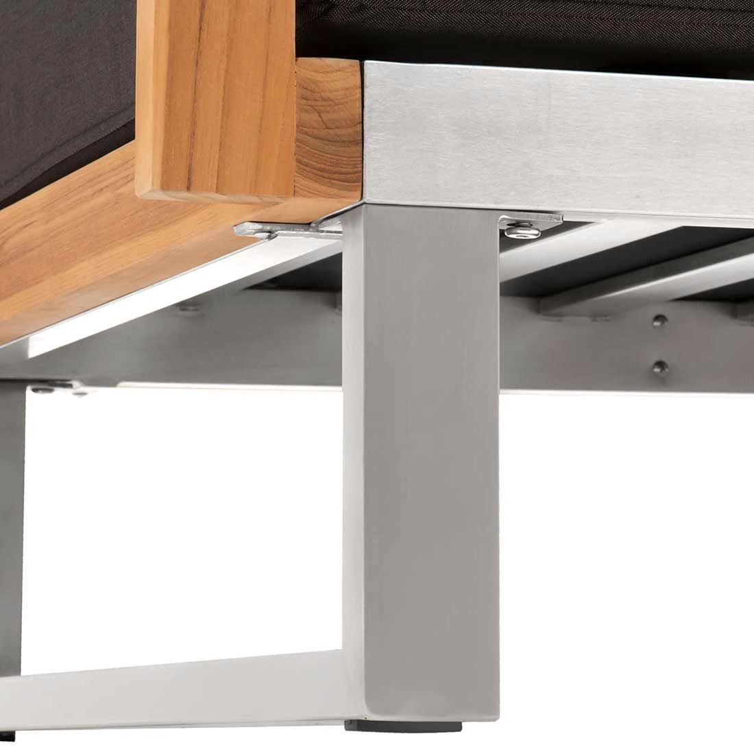 OUTLIV. Hawaii Loungesessel Edelstahl/Teak/Polster Dunkelgrau