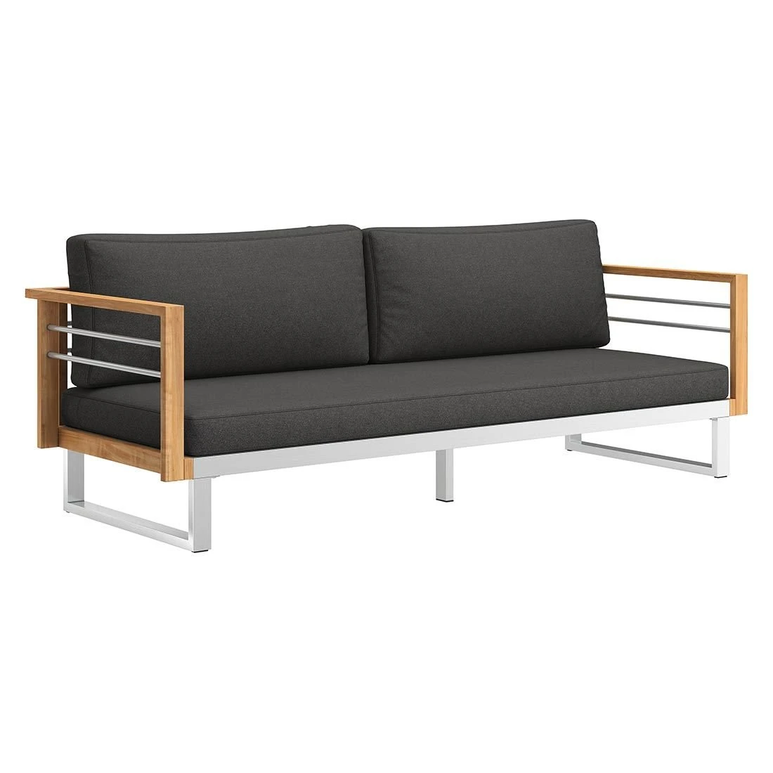 OUTLIV. Hawaii Loungeset 4-tlg. Edelstahl/Teak/Polster Dunkelgrau