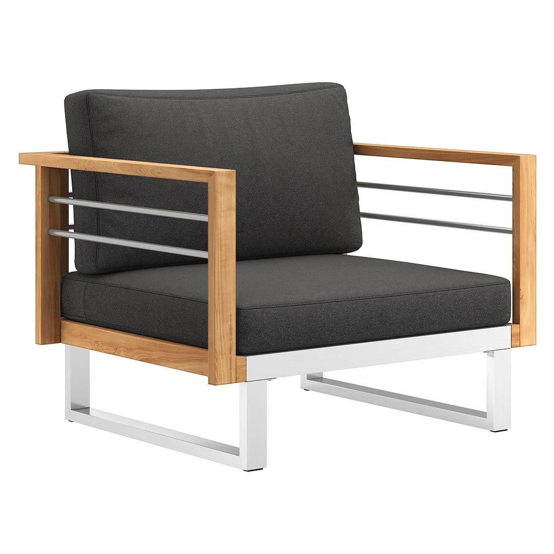 OUTLIV. Hawaii Loungeset 4-tlg. Edelstahl/Teak/Polster Dunkelgrau