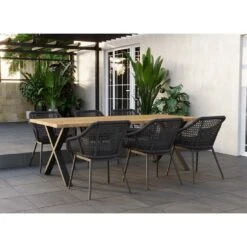 OUTLIV. Hudson Gartenmöbel-Set 7-tlg. Tisch 220x100cm Charcoal/Anthrazit