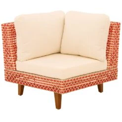 OUTLIV. Jamaika Eck-/Endmodul Aluminium/Geflecht Orange-Rot-Weiß/Weiß