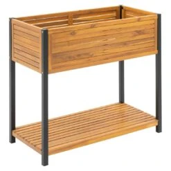 OUTLIV. Bern Hochbeet 90x45x90cm Stahl/Akazie Schwarz/Natur