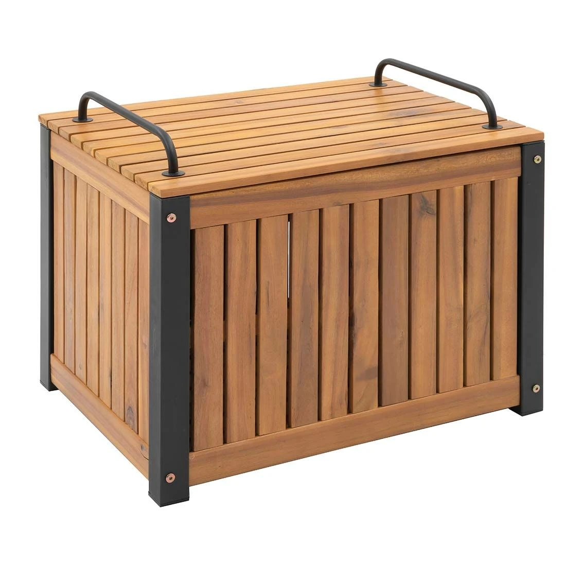 OUTLIV. Bern Gartenbox 60x45cm Stahl/Akazie Schwarz/Natur
