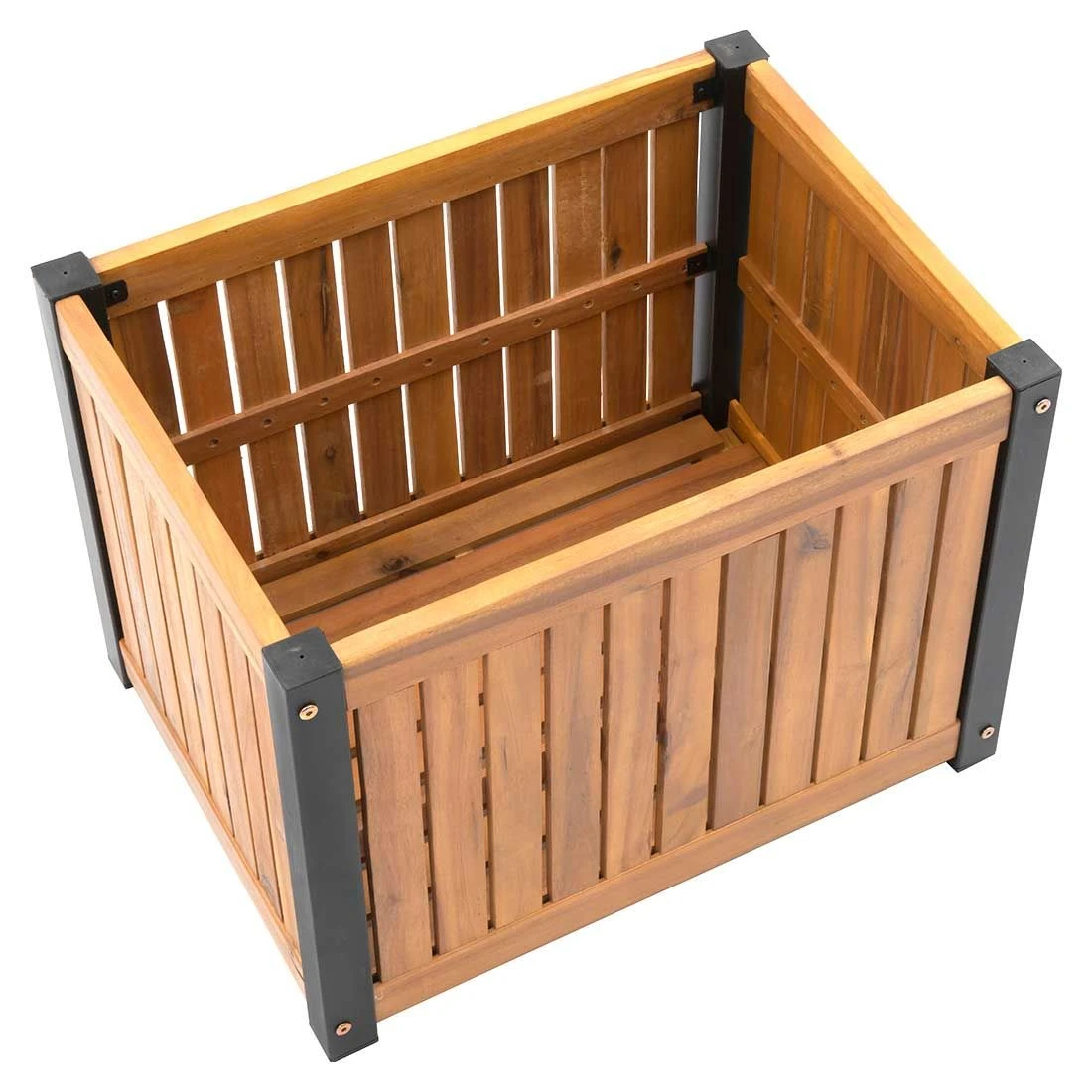 OUTLIV. Bern Gartenbox 60x45cm Stahl/Akazie Schwarz/Natur