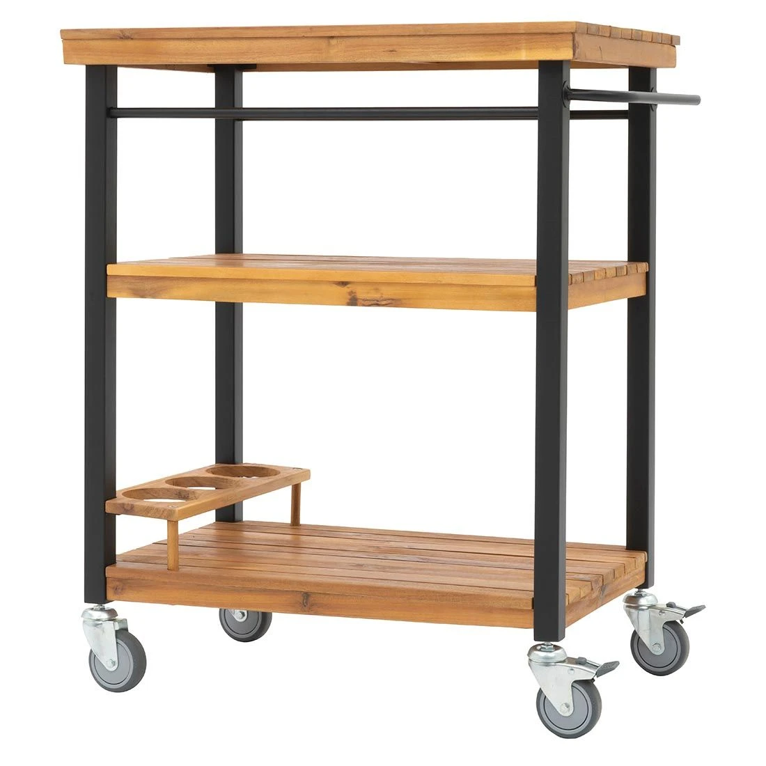 OUTLIV. Bern Servierwagen 66x43x80cm Stahl/Akazie Schwarz/Natur