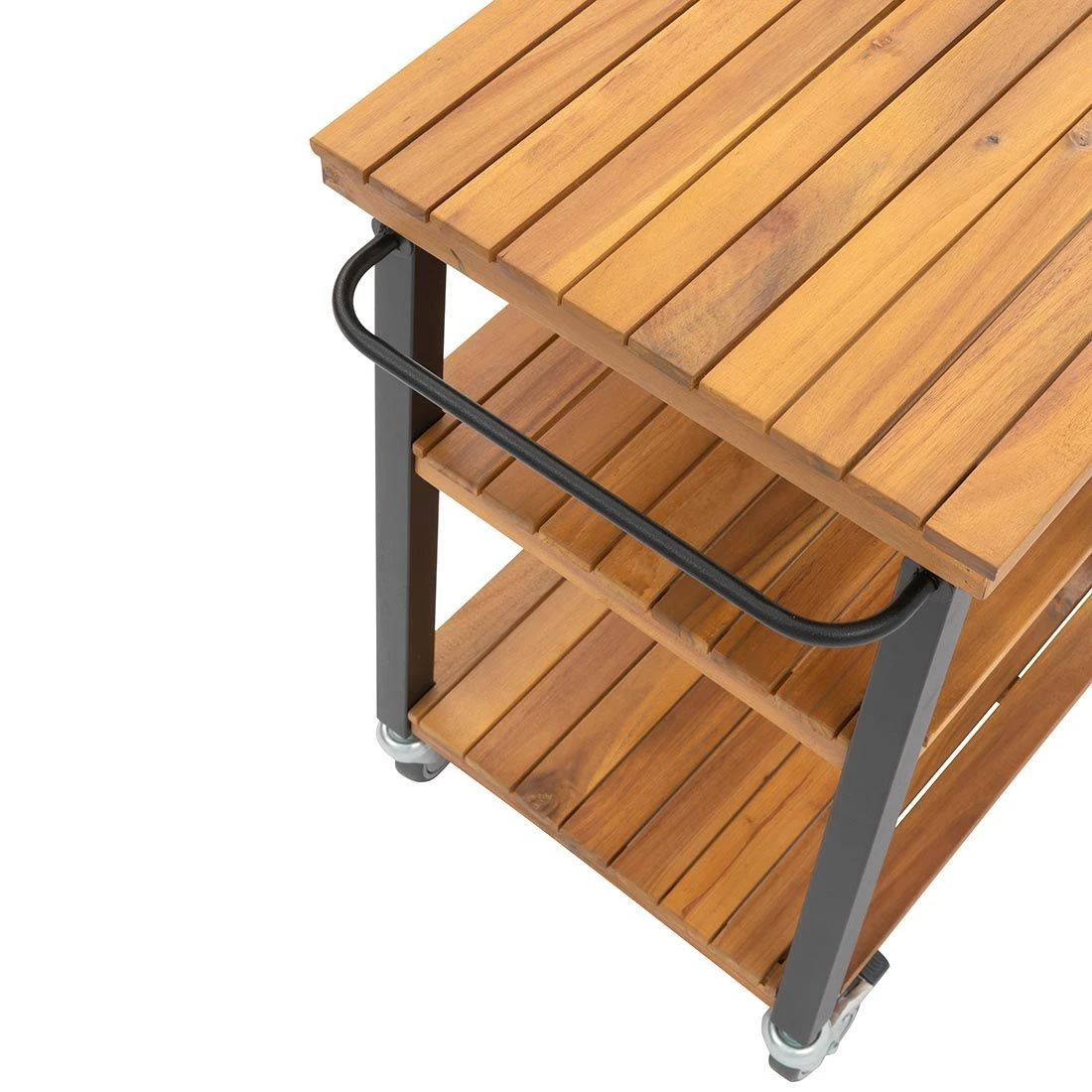 OUTLIV. Bern Servierwagen 66x43x80cm Stahl/Akazie Schwarz/Natur