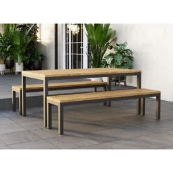 OUTLIV. Kobe Gartenmöbel-Set 3-tlg. Tisch 180x90cm Anthrazit/Natur
