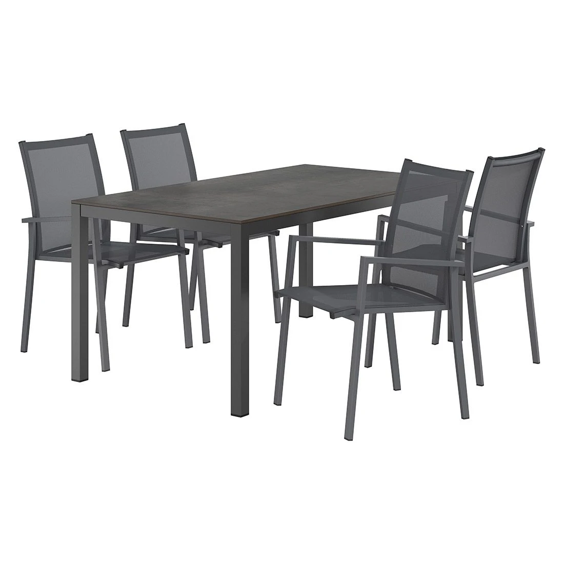 OUTLIV. Kobe Gartenmöbel-Set 5-tlg. Tisch 160x90cm Anthrazit/Zement Dunkel