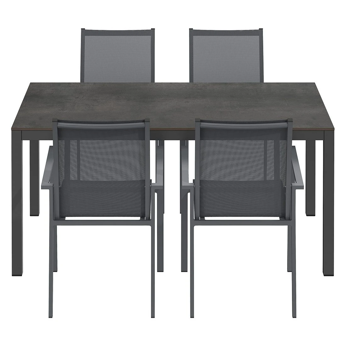 OUTLIV. Kobe Gartenmöbel-Set 5-tlg. Tisch 160x90cm Anthrazit/Zement Dunkel