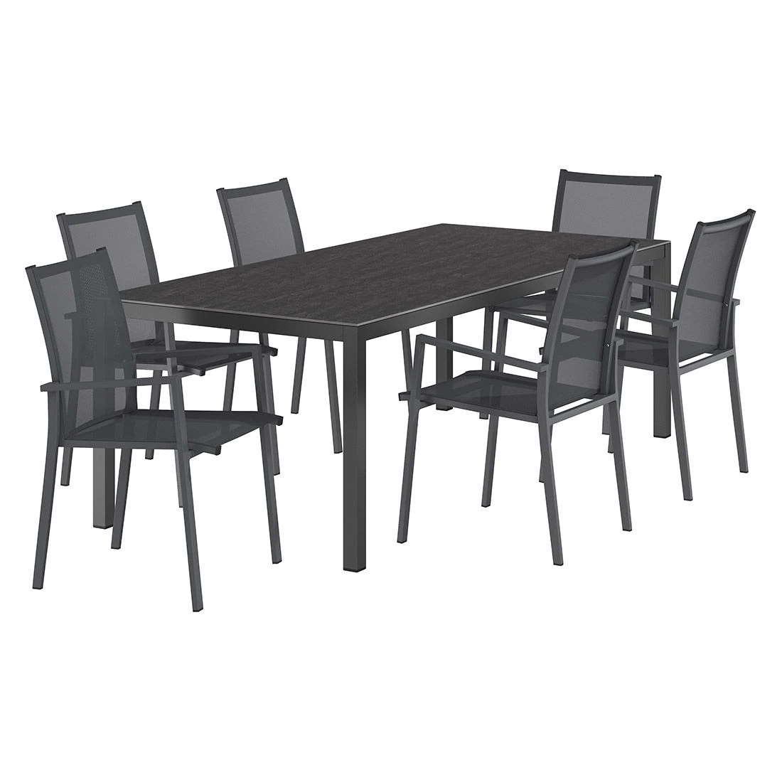 OUTLIV. Kobe Gartenmöbel-Set 7-tlg. Tisch 220x100cm Anthrazit/Bromo