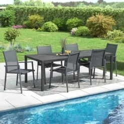 OUTLIV. Kobe Gartenmöbel-Set 7-tlg. Tisch 220x100cm Anthrazit/Dark Grey